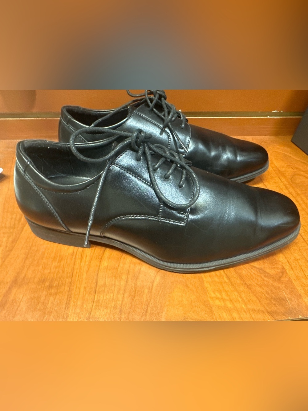 Van Heusen Men’s Black Dress Shoes 8.5W Flex Memory Foam Oxford Formal  Shoes - Picture 3 of 7